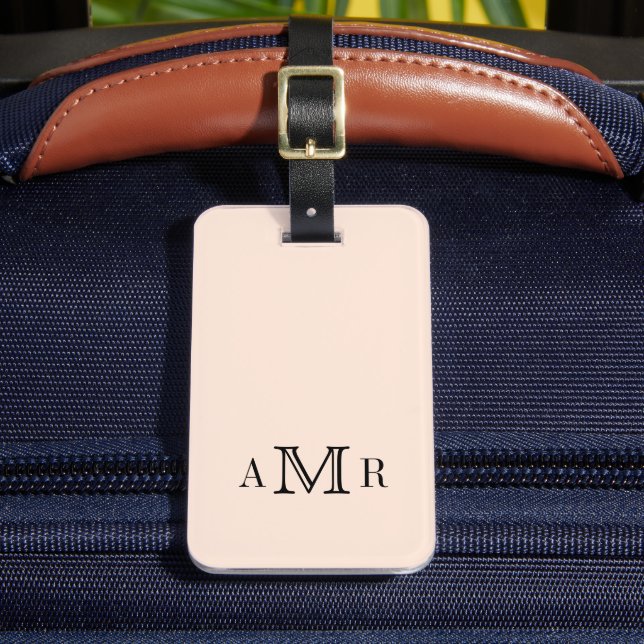 Elegant Classic Monogram Beige Personalised Luggage Tag (Front Insitu 2)