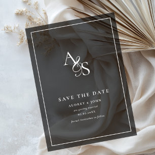 Elegant Classic Monogram Black Grey Wedding Acrylic Invitations