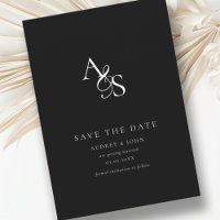 Elegant, Classic, Monogram, Black, Wedding