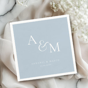 Elegant Classic Monogram Blue Wedding Napkin