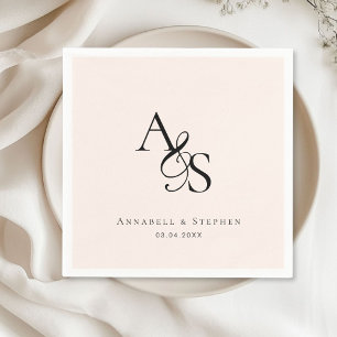 Elegant, Classic, Monogram, Blush-Beige, Wedding Napkin