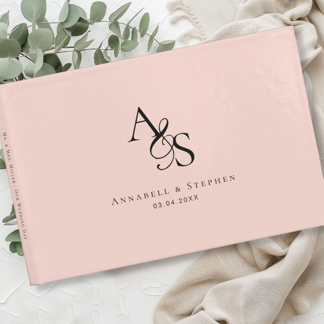 Elegant, Classic, Monogram, Blush-Pink, Wedding Guest Book (Elegant, Classic, Monogram, Blush-Pink, Wedding Guest Book)