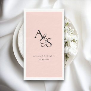 Elegant, Classic, Monogram, Blush-Pink, Wedding Napkin
