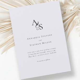 Elegant Classic Monogram Grey Wedding Invitation