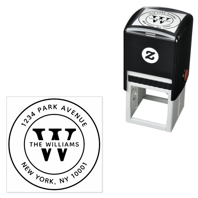 Elegant Classic Monogram Return Address Self-inking Stamp (In Situ)