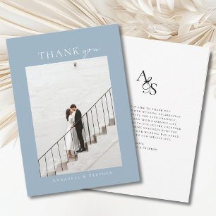 Elegant, Classic, Monogram, Thank you! 1 Photo You Card
