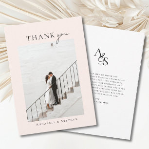 Elegant, Classic, Monogram, Thank you! 1 Photo You Card