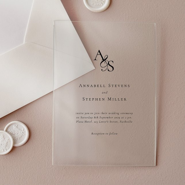 Elegant, Classic, Monogram, Wedding  Acrylic Invitations (Elegant, classic, monogram, wedding acrylic invitation.)