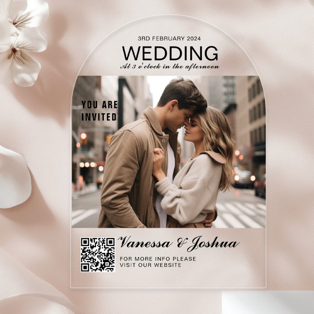 Elegant, Classic, Monogram, Wedding, Arch,  Photo Acrylic Invitations (Elegant, Classic, Monogram, Photo, Wedding, Arch, Acrylic Invitations)