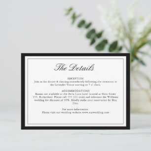 Elegant   Classic Monogram Wedding Details Card