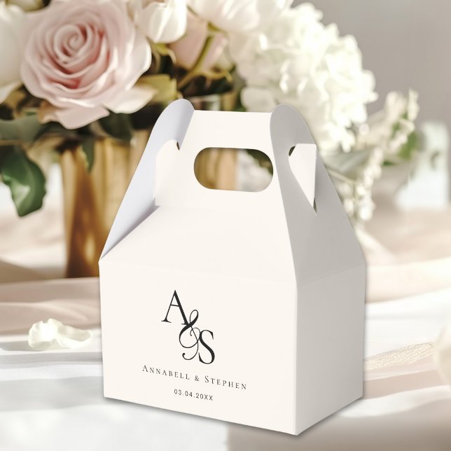 Elegant, Classic, Monogram, Wedding Favour Box (Elegant, Classic, Monogram, Ampersand, Beige, Wedding Favor Boxes. With your Monogram, Name & Date.)