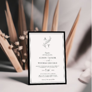Elegant Classic Monogram Wedding Frame Invitation
