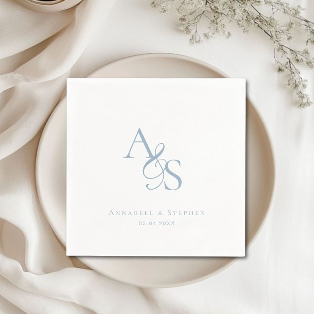 Elegant, Classic, Monogram, Wedding Napkin (Elegant Classic Monogram Blue Wedding Napkins)