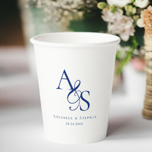 Elegant, Classic, Monogram, Wedding Paper Cups