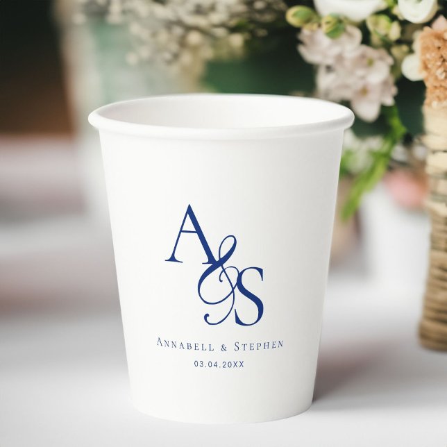 Elegant, Classic, Monogram, Wedding Paper Cups (Elegant, Classic, Monogram, Wedding Paper Cups with your name and date. )