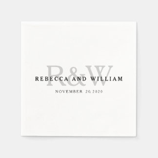 Elegant Classic Monogram Wedding Paper Napkins