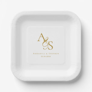 Elegant, Classic, Monogram, Wedding Paper Plate