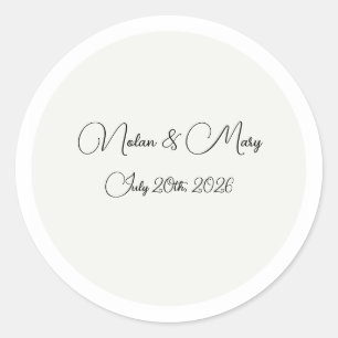 Elegant Classic Monogram Wedding Round Sticker