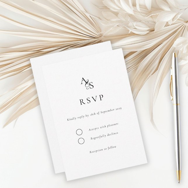 Elegant, Classic, Monogram, White, RSVP (Creator Uploaded)