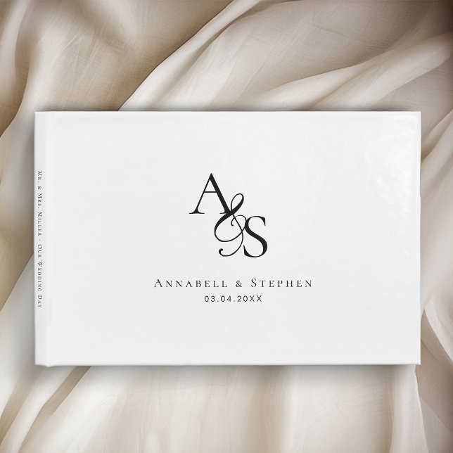 Elegant, Classic, Monogram, White, Wedding Guest Book (Elegant, Classic, Monogram, White, Wedding Guest Book)