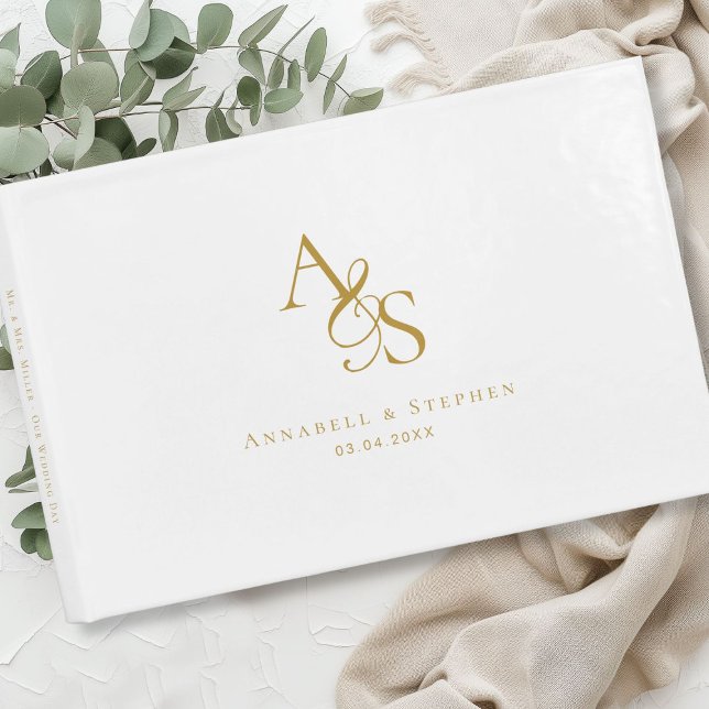 Elegant, Classic, Monogram, White, Wedding Guest Book (Elegant, Classic, Monogram, White, Wedding Guest Book)