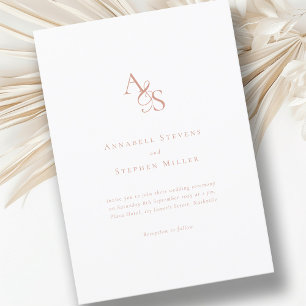 Elegant, Classic, Monogram, White, Wedding Invitation