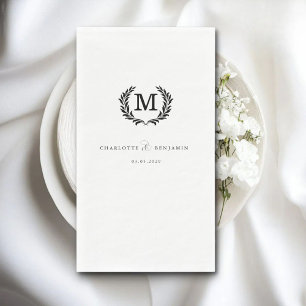 Elegant, Classic, Monogram, White, Wedding Napkin