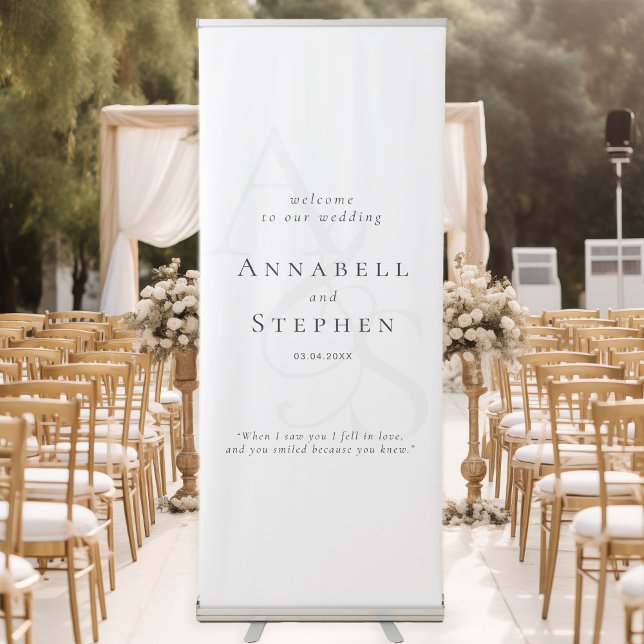 Elegant, Classic, Monogram, White, Wedding Retractable Banner (Elegant, Classic, Monogram, White, Wedding Retractable Banner)
