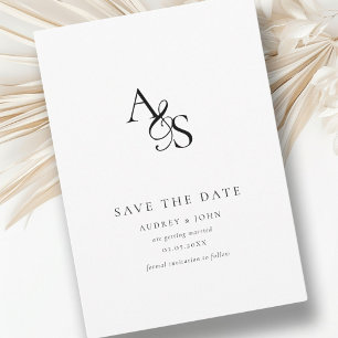 Elegant, Classic, Monogram, White, Wedding Save The Date
