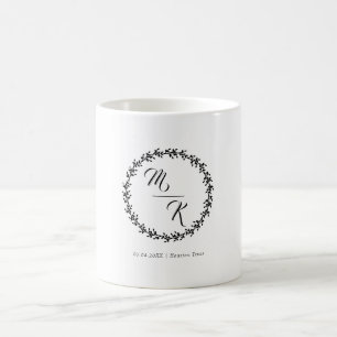 Elegant, classic monogram wreath coffee mug