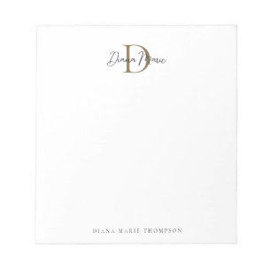 Elegant Classic Mossy Gold Script Monogram Notepad