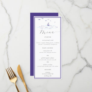 Elegant Classic Nautical Frame Boat Waves Wedding Menu