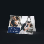 Elegant Classic Navy 2 Photo Collage Wedding Thank You Card<br><div class="desc">Classic navy elegant thank you card with 2 photos from your wedding is perfect for any newlywed. This postcard already has a generic thank you message on the inside that you can keep or delete.</div>