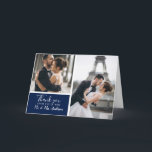 Elegant Classic Navy 2 Photo Collage Wedding Thank You Card<br><div class="desc">Classic navy elegant thank you card with 2 photos from your wedding is perfect for any newlywed. This postcard already has a generic thank you message on the inside that you can keep or delete.</div>
