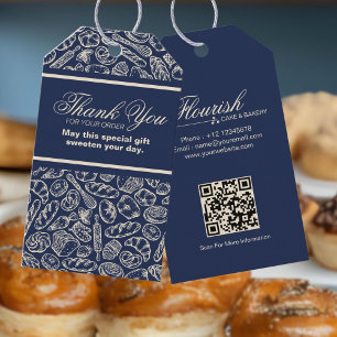 Elegant Classic Navy Blue Cake Bakery Gift Tags