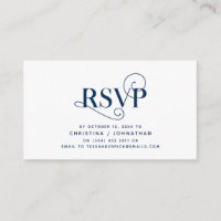 Elegant Classic, Navy Blue Script, RSVP respond