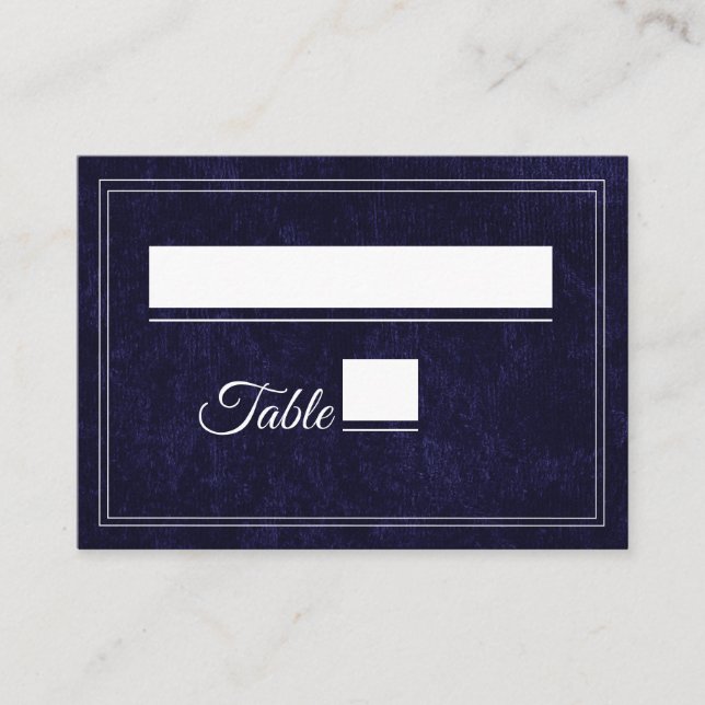 Elegant Classic Navy Blue Wedding Place Card (Front)