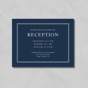 Elegant Classic Navy Blue Wedding Reception Enclosure Card