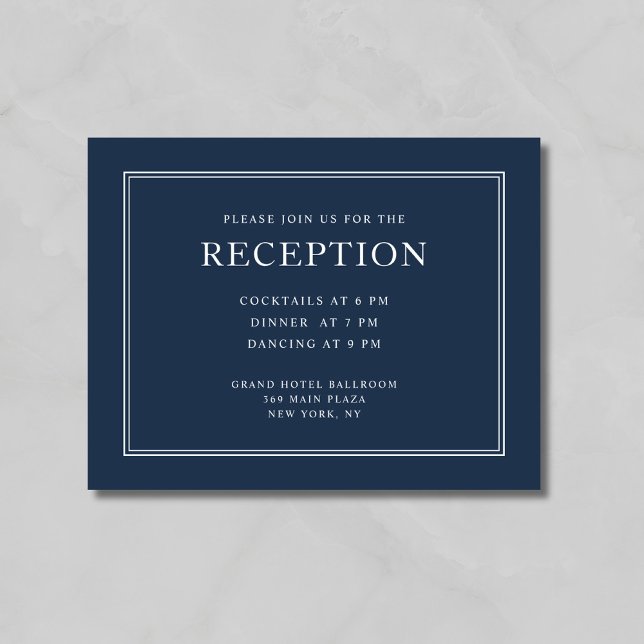 Elegant Classic Navy Blue Wedding Reception Enclosure Card (Elegant Classic Navy Blue Wedding Reception Enclosure Card)
