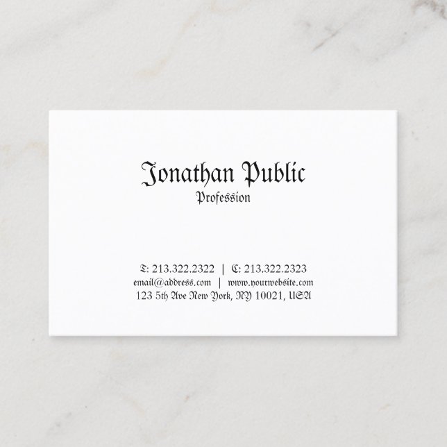Elegant Classic Nostalgic Look Plain Professional Business Card (Front)