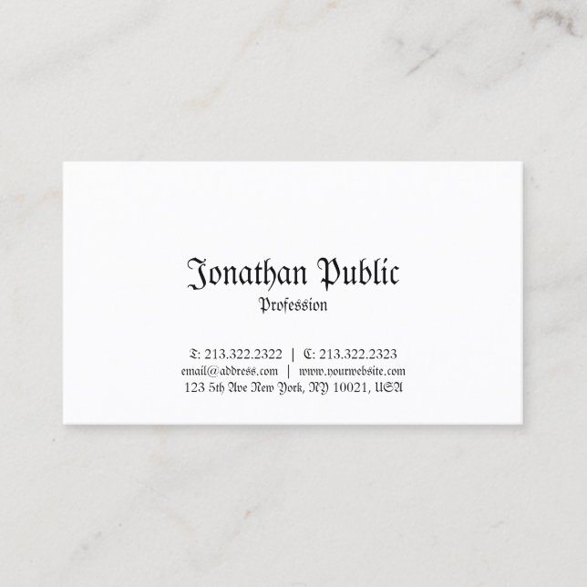 Elegant Classic Nostalgic Look Plain Professional Business Card (Front)
