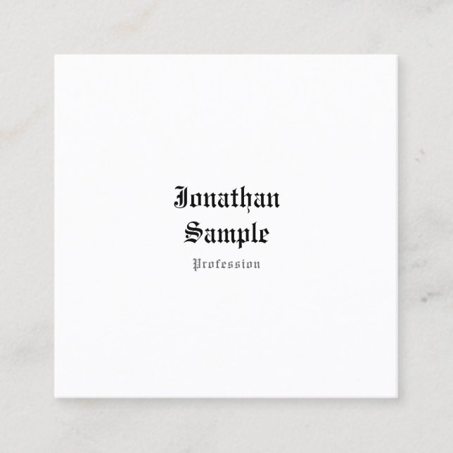 Elegant Classic Nostalgic Look Professional Plain Square Business Card (Front)