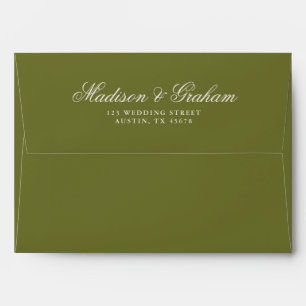 Elegant Classic Olive Green Wedding Return Address Envelope