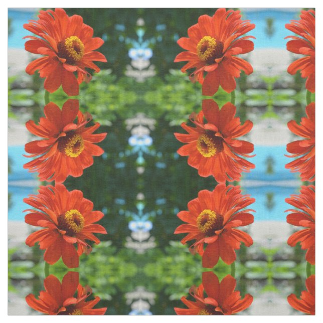 Elegant classic orange floral flower fabric (Swatch)