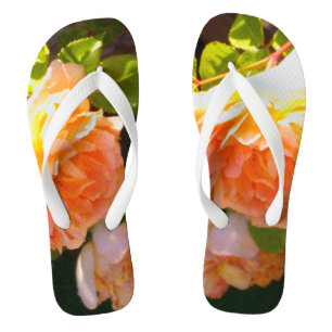 Elegant classic orange peach roses floral flip flops