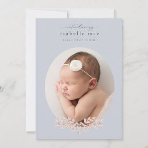 Elegant Classic Oval Photo Birth Announcement
