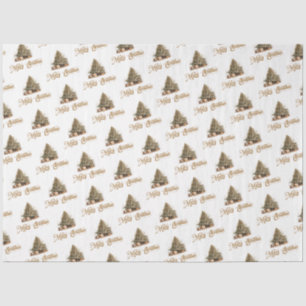 Elegant classic pastel green gold Christmas tree Tissue Paper