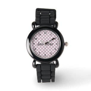 Elegant, classic pastel pink & white polka dots watch