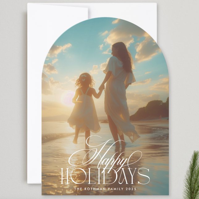 Elegant Classic Photo Christmas Holiday Arch Card (Creator Uploaded)