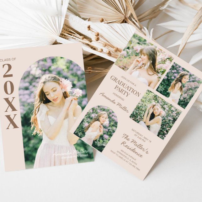 Elegant Classic Photo Graduation Invitation (Elegant Photo Graduation Invitation with Front and Back)